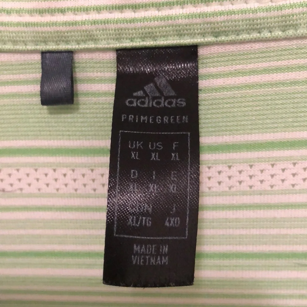 Adidas Green Stripe Golf Polo Shirt Mens XL